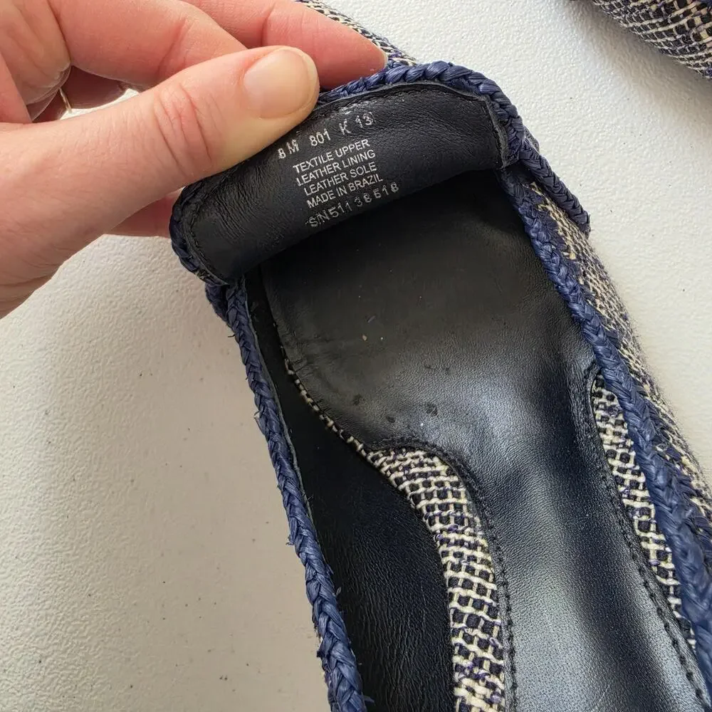 Tory Burch Shoes Womens Size 8 Blue Tweed Pointed Toe Loafer Pumps Stiletto